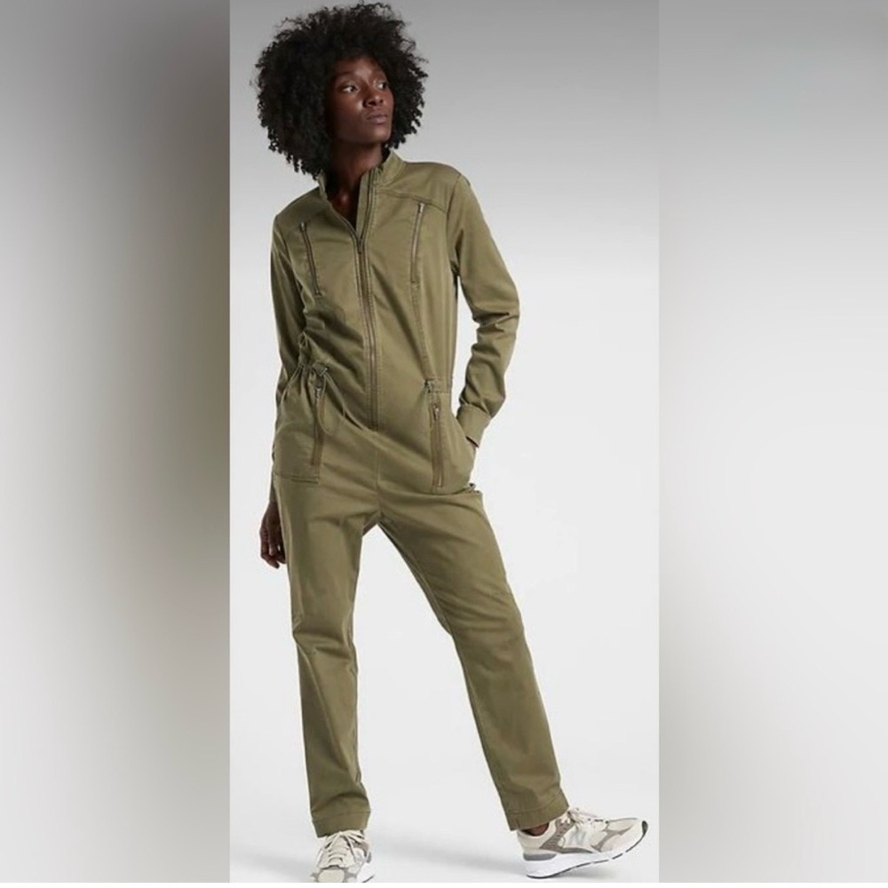 Athleta Summit Khaki Green Utility Jumpsuit Flightsuit